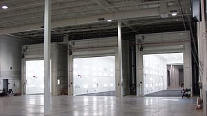 Three industrial drive thru spray booths