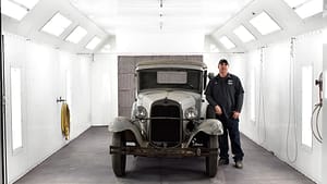 Paint with Car in spray booth