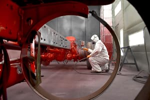 Painting in a Drive-Thru Heavy-Duty Truck Paint Booth