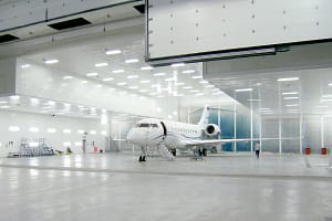 Commercial jet inside GFS Aircraft paint booth
