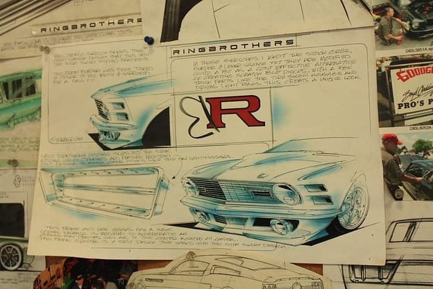 Concept artwork of some designs used in Ringbrothers cars.