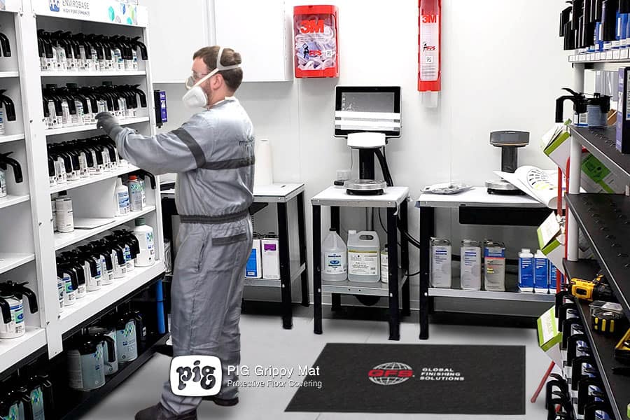Pig Grippy Mat installed in a GFS Paint Mix Room