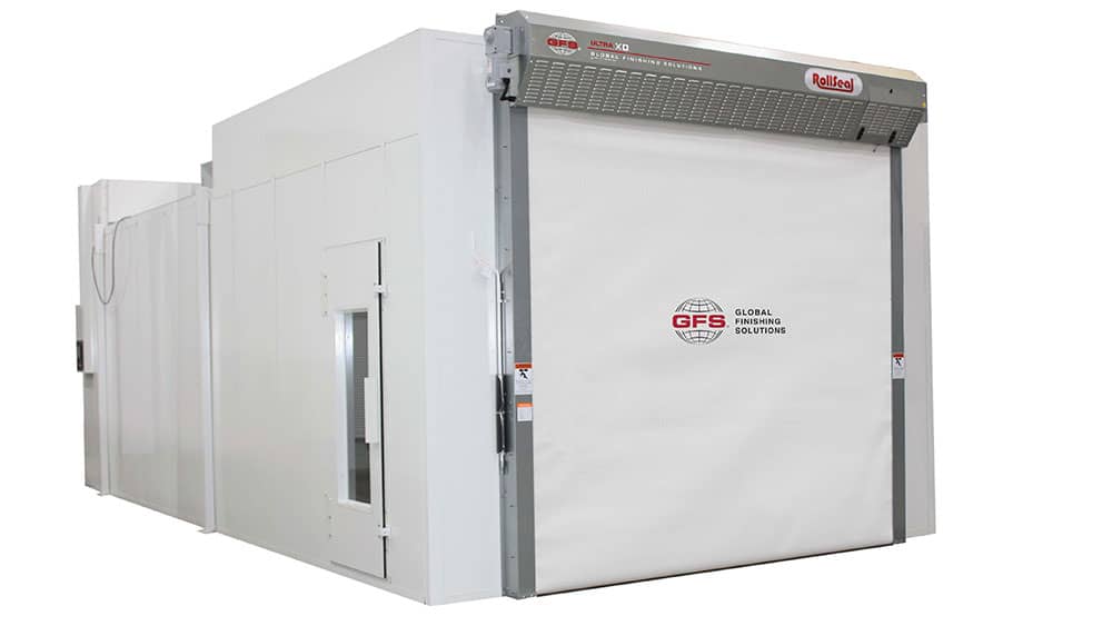 Global Finishing Solutions paint booth with RollSeal door