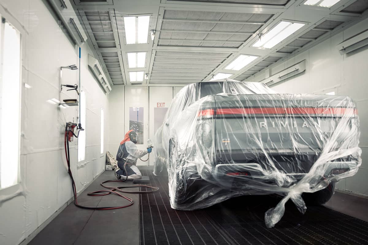 GFS Ultra XP1 Paint Booth with Rivian truck inside