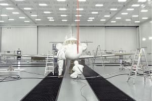Aircraft paint booth - painting a plane