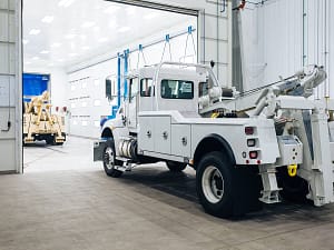 Tow Truck entering paint booth