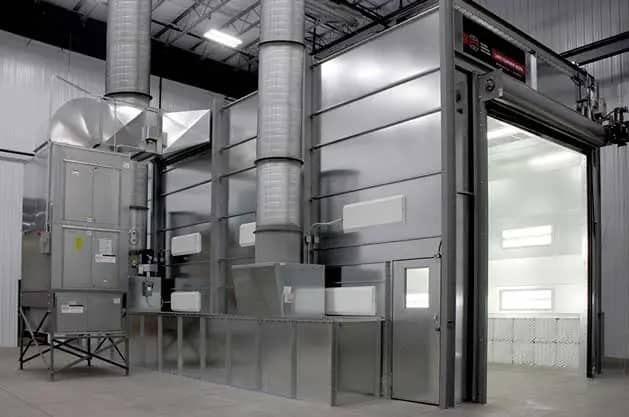External view of an industrial paint booth
