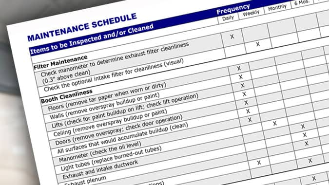 Paint Booth Filter Maintenance Schedule