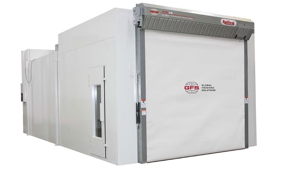 Global Finishing Solutions paint booth with RollSeal door