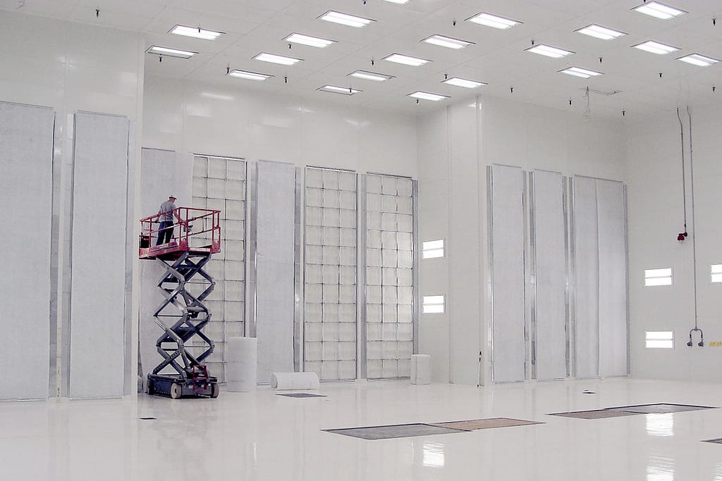 installing filters in an aircraft paint booth -filtration