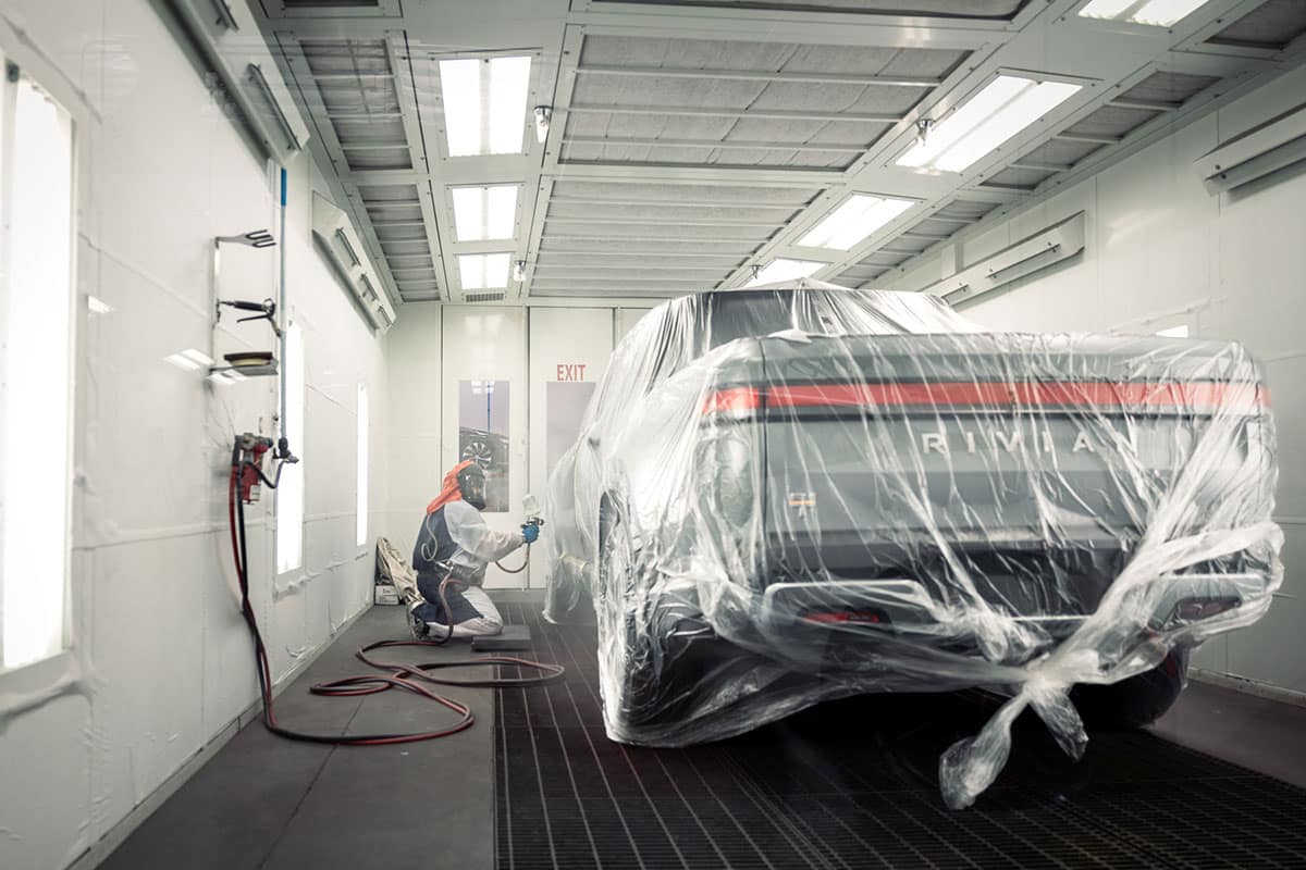 GFS Ultra XP1 Paint Booth with Rivian truck inside