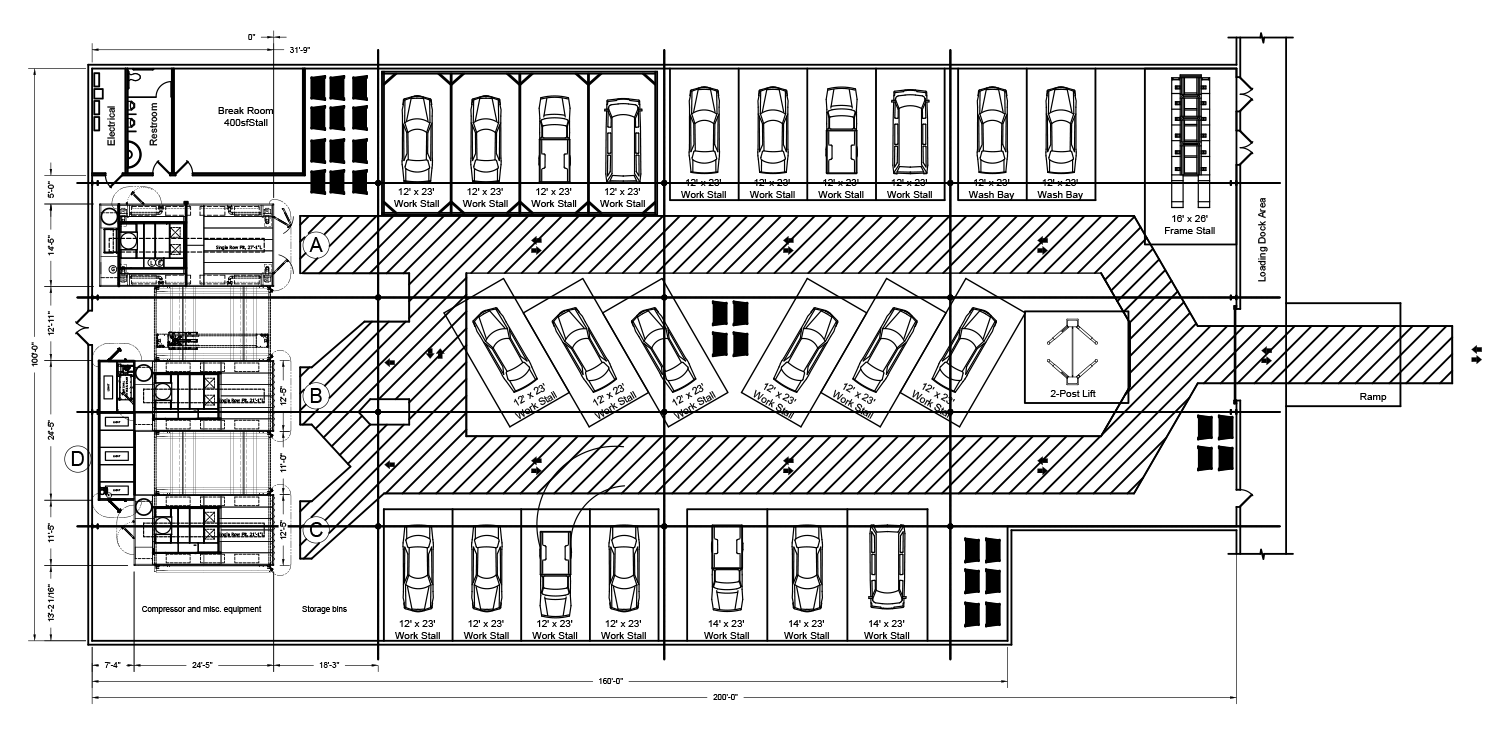 large body shop layout