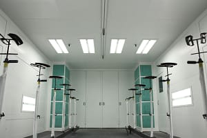 inside industrial spray booth