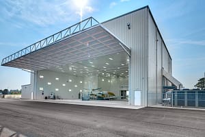 aircraft being painted inside a GFS paint booth