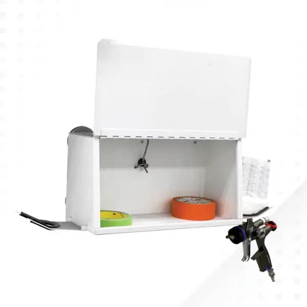 BoothBox Mini™ - Magnetic cabinet and spray gun holder for efficient paint booth organization by GFS