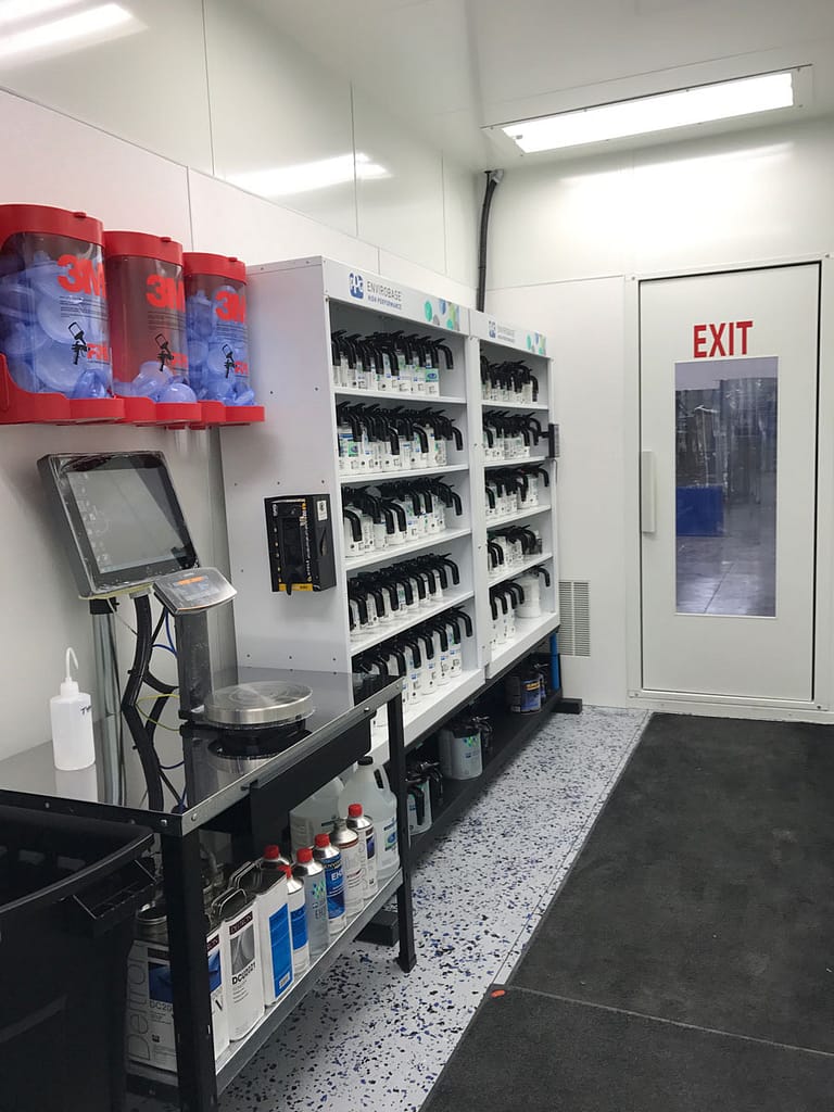 inside automotive paint booth