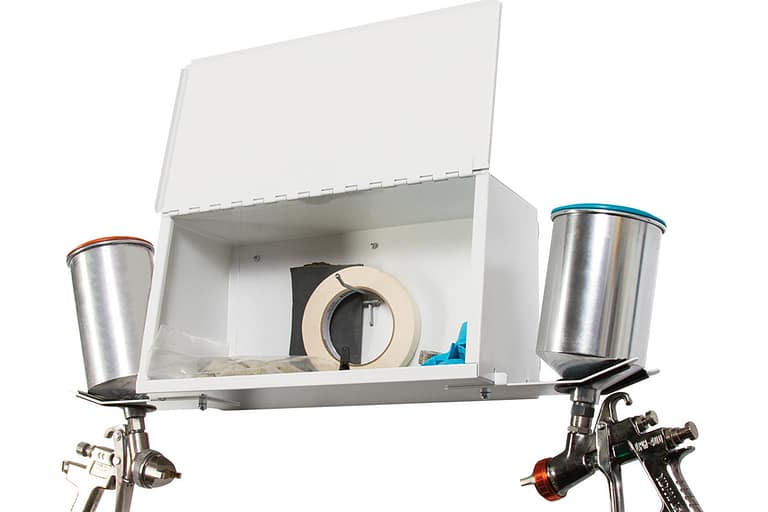 GFS BoothBox Mini stays on paint booth walls with heavy duty magnets