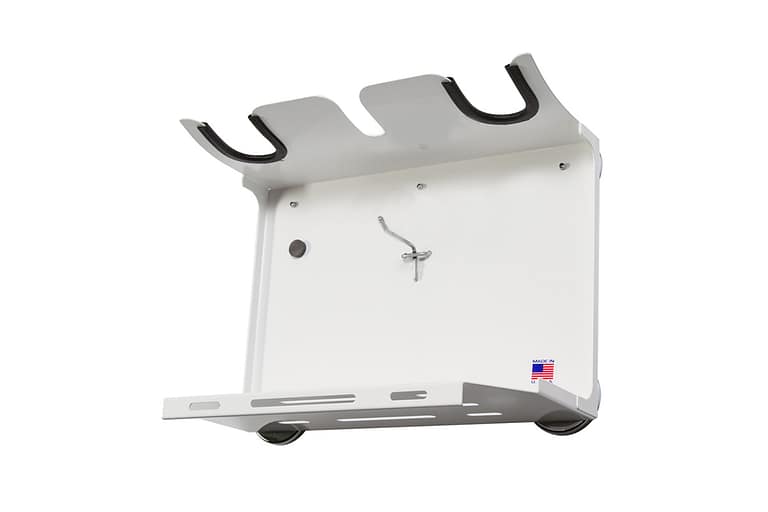 GFS Booth Shelf holds 2 paint guns stays on paint booth walls