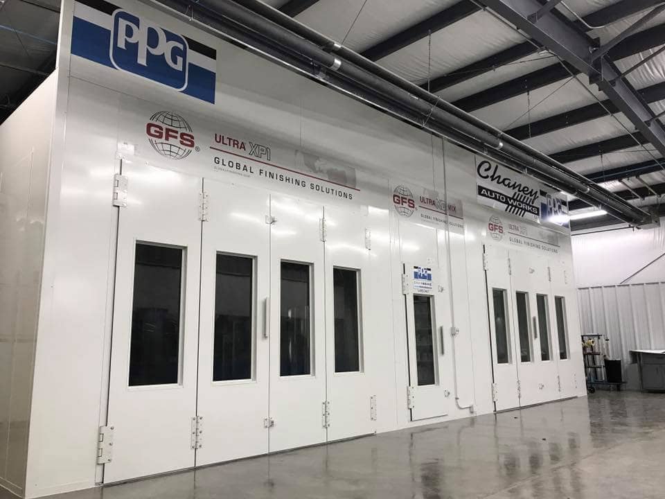 Front of spray paint booth