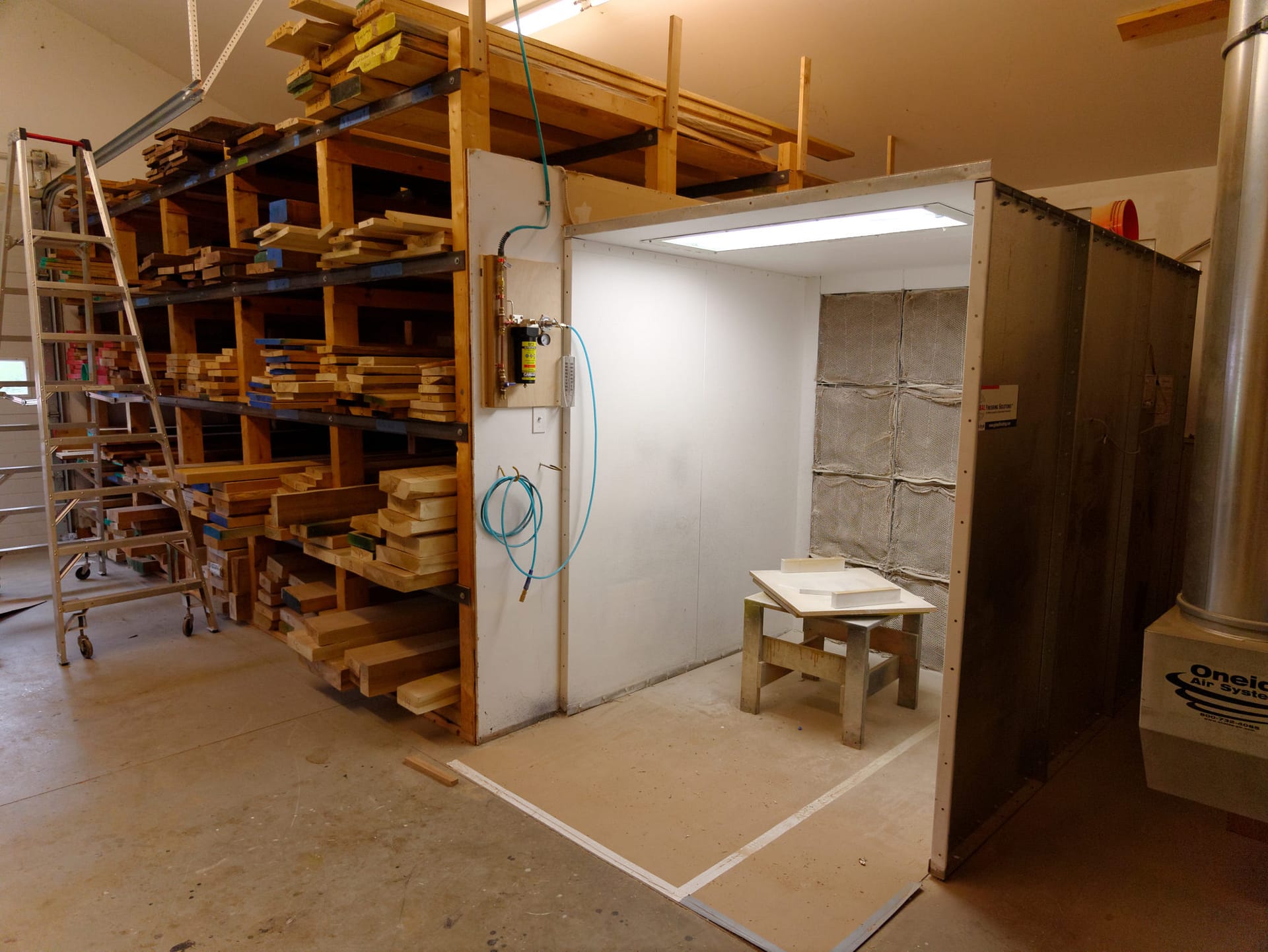 The Center's original GFS paint booth in their finishing studio - prior to expansion