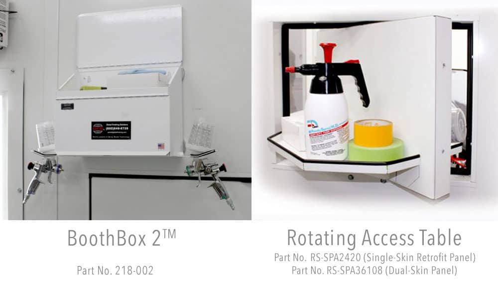 BoothBox 2 and Rotating Booth Access Table Paint Booth Accessories