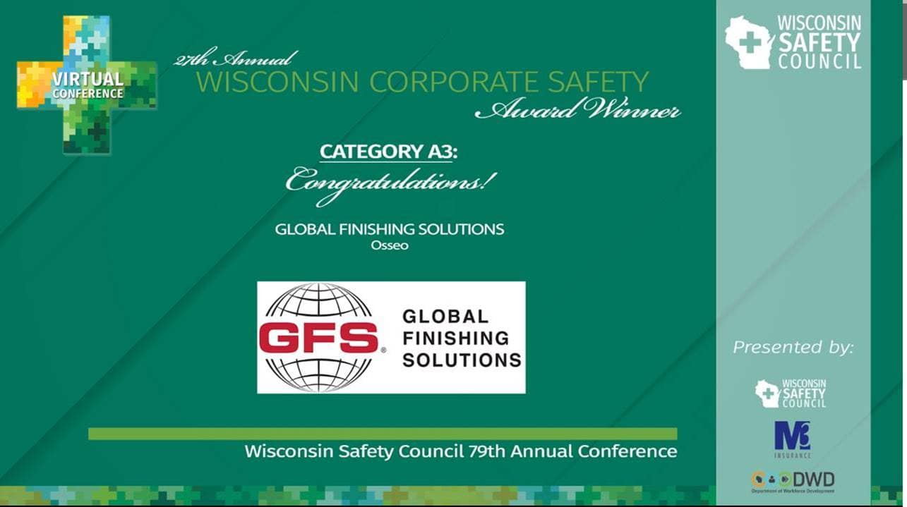 Global Finishing Solutions Wins Corporate Safety Award