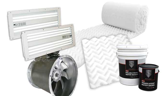 GFS replacement parts, light fixtures, exhaust fans, paint booth filters, and paint booth protection coatings